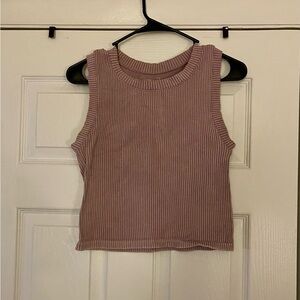 Gypsy & Jade Ribbed Mauve Grungecore Faded Sleeveless Crop Top | S/M